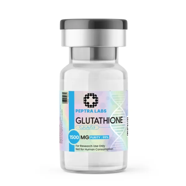 Glutathione 1500 mg – research peptide vial, label purity 99%, Peptra Labs