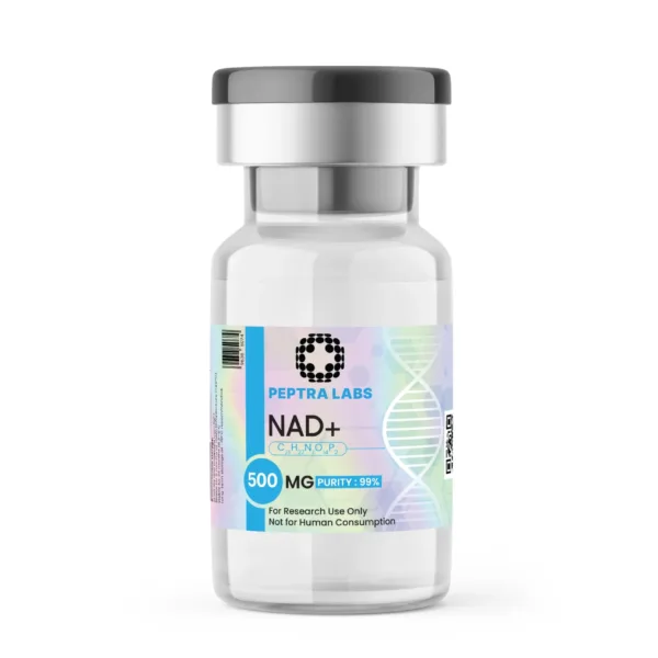 NAD+ 500 mg – research compound vial, label purity 99%, Peptra Labs