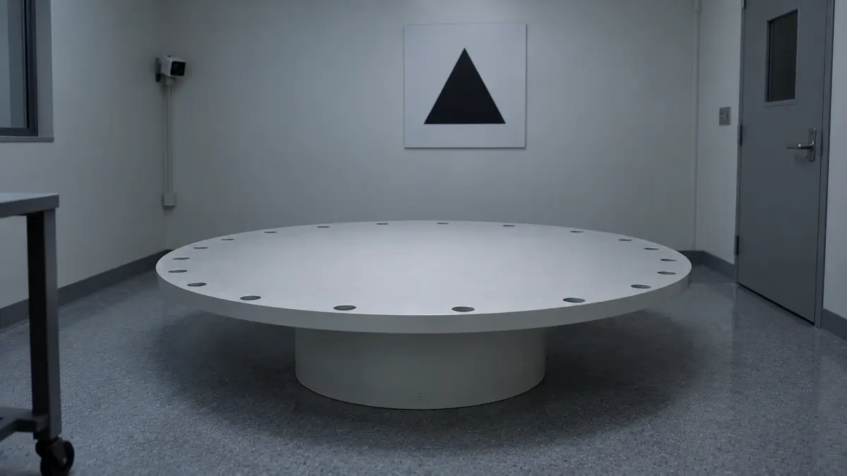 An empty circular behaviour arena in a dim testing room, the apparatus behind the memory results in this semaglutide study.
