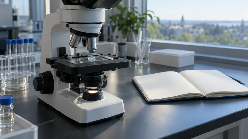 Microscope and laboratory slide for elamipretide oocyte research